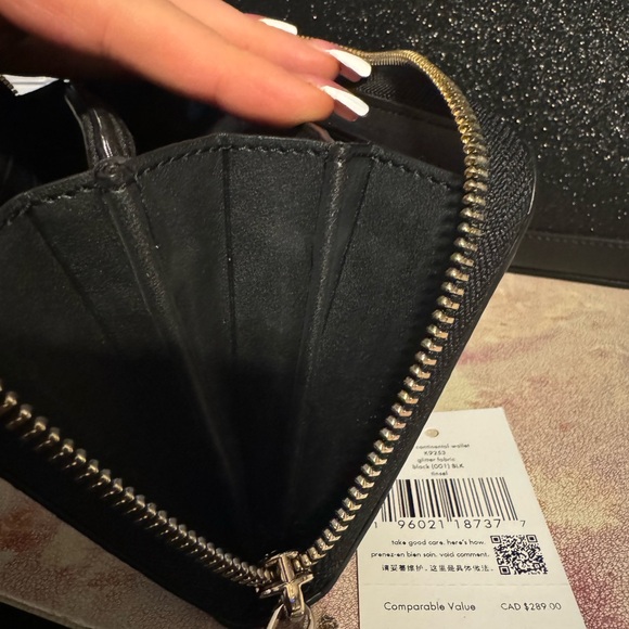 Kate spade black glitter set.  Tote, wallet and tote, Cosmetic pouch. (3 pcs) - Picture 12 of 16